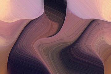 Poster - fluid artistic waves with modern curvy waves background illustration with pastel brown, very dark blue and baby pink color