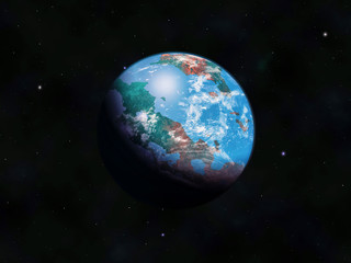 Wall Mural - artist view of an exoplanet in the deep space