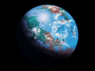 Wall Mural - artist view of an exoplanet isolated in black