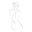 © lululand - Naked woman standing back one line drawing on white isolated background. Vector illustration
