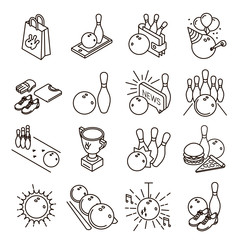 Canvas Print - Bowling icon set thin line icons set, Vector illustration.