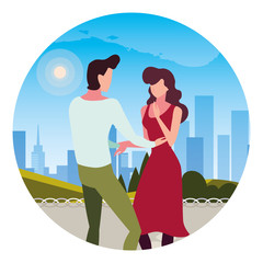 Wall Mural - couple of people in love walking in park