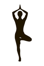 Tree Pose Yoga Vector Silhouette Icon. Wellness Symbol