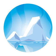 Sticker - arctic landscape with blue sky and iceberg, north pole