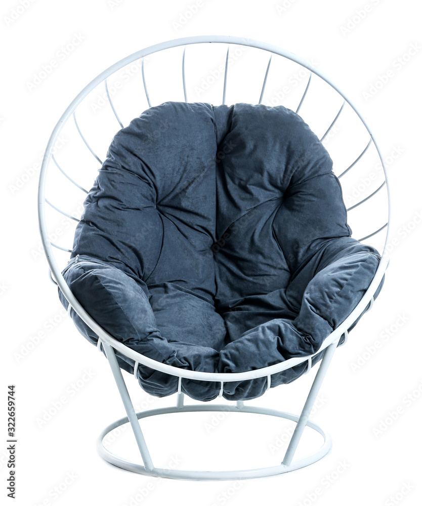 Modern comfortable armchair on white background