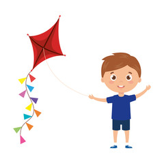 Wall Mural - cute little boy with kite isolated icon