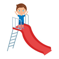 Wall Mural - cute little boy in slide game