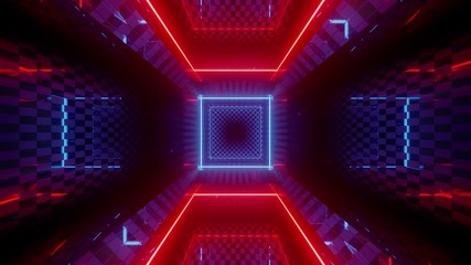 Wall Mural - colorful futuristic neon room 3d render animation