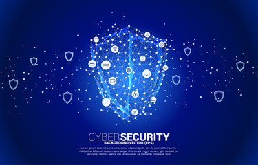 Poster - Protection shield icon from dot connect line polygon technology network and privacy and payment data icon. concept of cyber and internet security.