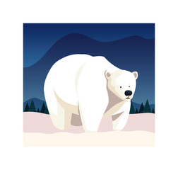 Poster - polar bear at the north pole, arctic landscape