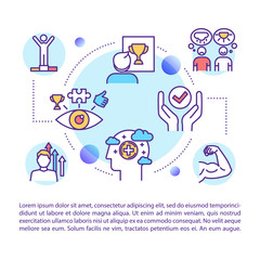 Poster - Visualization concept icon with text. Mindset. Guided imagery. Optimistic outlook. Mental development. PPT page vector template. Brochure, magazine, booklet design element with linear illustrations