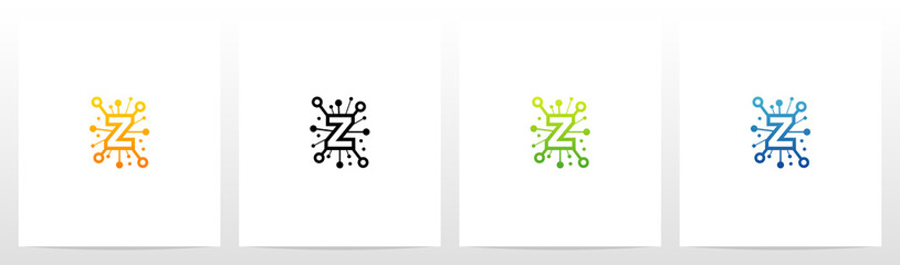 Poster -  Network Symbol On Letter Logo Design Z