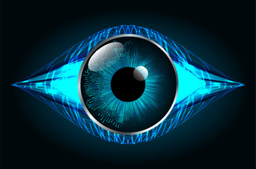 Wall Mural - Blue eye cyber circuit future technology concept background