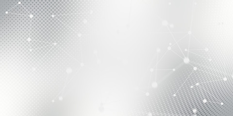 Gray halftone pattern with white line motion and network connection backdrop wallpaper. Clean Grey geometric background.