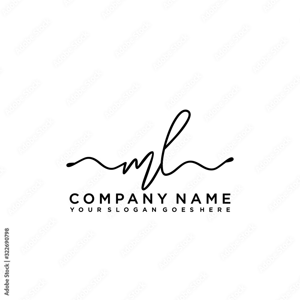 Initial letter ML Signature handwriting Logo Vector Stock Vector ...