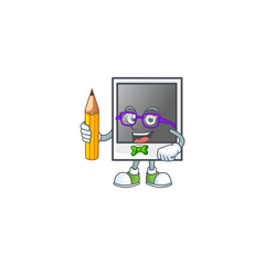 Canvas Print - A mascot icon of Student empty polaroid photo frame character holding pencil