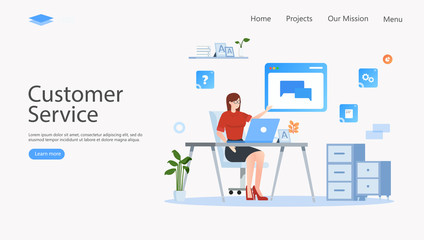 Wall Mural - Customer Support and Advising Clients Vector Illustration Concept , Suitable for web landing page, ui, mobile app, editorial design, flyer, banner, and other related occasion