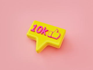 Aufkleber - social media notification of 10k like icon isolated on pastel background. minimal style. 3d rendering
