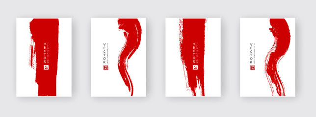 Red ink brush stroke on white background.