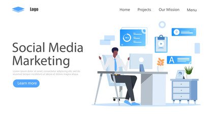 Wall Mural - Social Media Marketing Vector Illustration Concept, Suitable for web landing page, ui, mobile app, editorial design, flyer, banner, and other related occasion