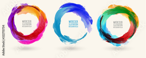 Fotografía Watercolor circle texture set. Vector circle elements