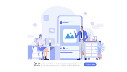 Wall Mural - Social Media Network and Influencer Vector Illustration Concept , Suitable for web landing page, ui, mobile app, editorial design, flyer, banner, and other related occasion