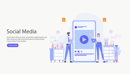Wall Mural - Social Media Vector Illustration Concept , Suitable for web landing page, ui, mobile app, editorial design, flyer, banner, and other related occasion