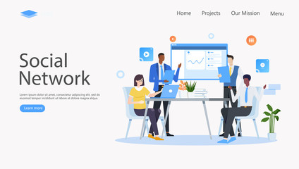 Wall Mural - Social Network Vector Illustration Concept , Suitable for web landing page, ui, mobile app, editorial design, flyer, banner, and other related occasion