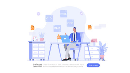 Wall Mural - Software Development Vector Illustration Concept , Suitable for web landing page, ui, mobile app, editorial design, flyer, banner, and other related occasion