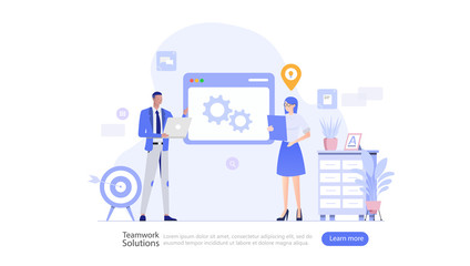 Wall Mural - Teamwork Communication Vector Illustration Concept , Suitable for web landing page, ui, mobile app, editorial design, flyer, banner, and other related occasion