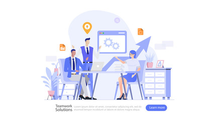 Wall Mural - Teamwork Communication Vector Illustration Concept , Suitable for web landing page, ui, mobile app, editorial design, flyer, banner, and other related occasion