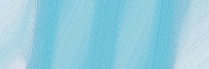 Poster - artistic horizontal banner with sky blue, powder blue and light blue colors. fluid curved lines with dynamic flowing waves and curves