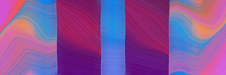 Poster - colorful designed horizontal banner with antique fuchsia, purple and royal blue colors. fluid curved flowing waves and curves