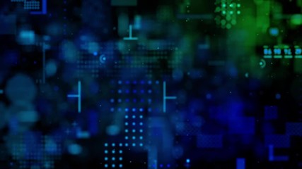 Poster - 3d rendering abstract background flying pass through block and pixel element for cyber futuristic an
