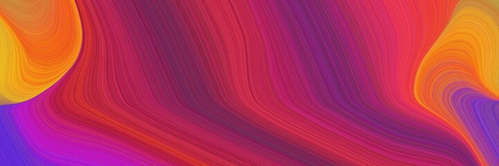 Poster - decorative horizontal banner with moderate red, dark moderate pink and dark orchid colors. fluid curved flowing waves and curves
