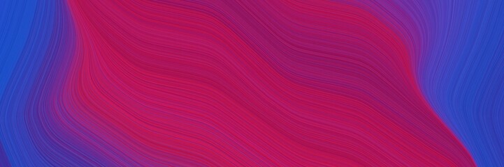 Poster - decorative horizontal header with dark moderate pink, strong blue and slate blue colors. fluid curved flowing waves and curves