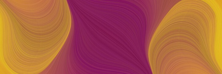 Poster - moving designed horizontal banner with coffee, bronze and dark moderate pink colors. fluid curved flowing waves and curves