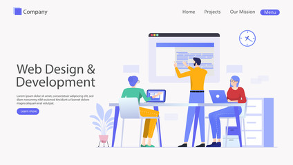 Wall Mural - Website and Mobile Website Development Vector Illustration Concept , Suitable for web landing page, ui, mobile app, editorial design, flyer, banner, and other related occasion