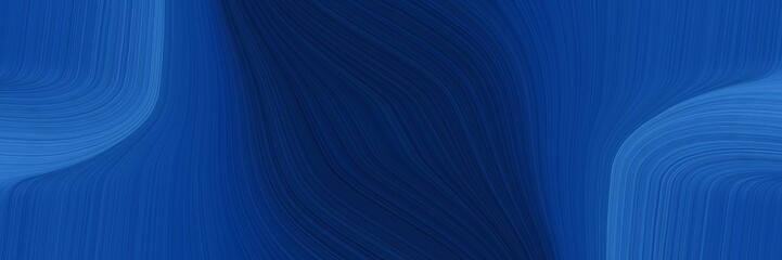 Poster - moving banner with midnight blue, strong blue and very dark blue colors. fluid curved flowing waves and curves