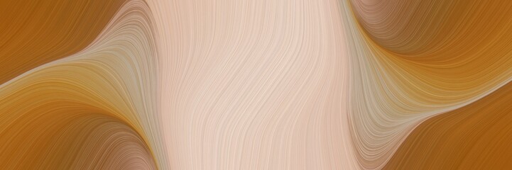 Poster - modern horizontal banner with sienna, baby pink and rosy brown colors. fluid curved lines with dynamic flowing waves and curves