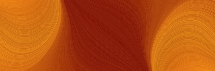 Poster - decorative banner with saddle brown, maroon and golden rod colors. fluid curved flowing waves and curves