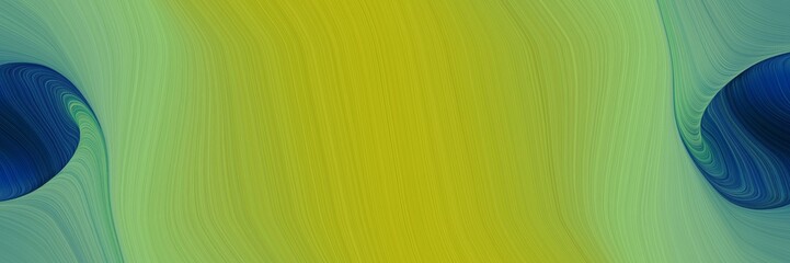 Poster - colorful banner with yellow green, midnight blue and cadet blue colors. fluid curved flowing waves and curves