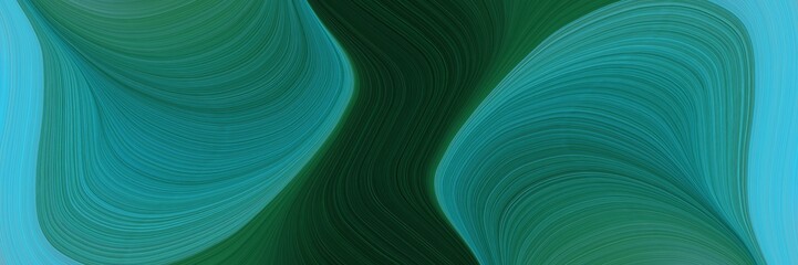 Poster - moving horizontal header with teal, teal green and medium turquoise colors. fluid curved lines with dynamic flowing waves and curves