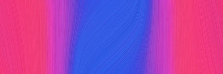 Poster - moving designed horizontal banner with mulberry , royal blue and moderate pink colors. fluid curved lines with dynamic flowing waves and curves