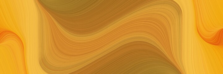 Poster - decorative horizontal banner with golden rod, brown and coffee colors. fluid curved flowing waves and curves
