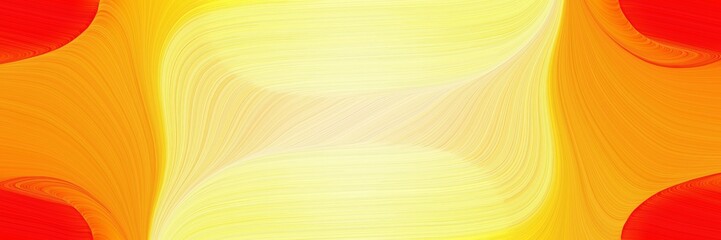 Poster - moving banner design with pastel yellow, khaki and red colors. fluid curved flowing waves and curves