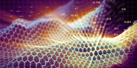 Wall Mural - 3D illustration. Abstract hexagon algorithm data analytic . Futuristic hexagon grid shine . Technology and business analyze concept. Computer communication technology. Big data.