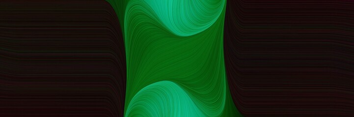 Poster - artistic horizontal banner with sea green, very dark red and green colors. fluid curved flowing waves and curves