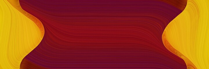 Poster - moving horizontal banner with golden rod, dark red and coffee colors. fluid curved lines with dynamic flowing waves and curves