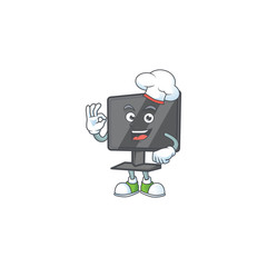 Wall Mural - Computer screen cartoon character in a chef dress and white hat